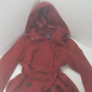 Red Nicole Miller Jacket. Red Belted, Knitted Feel